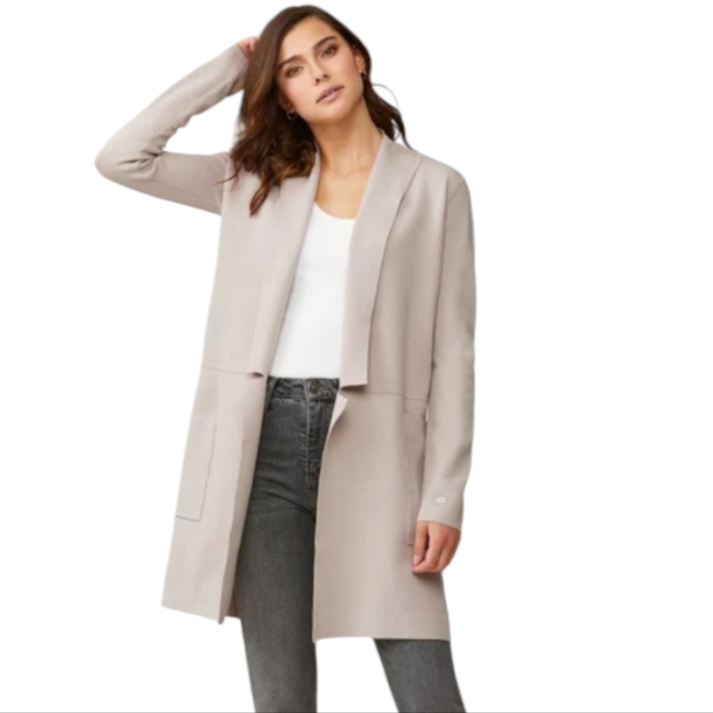 Soia & Kyo Benela Midi Length Coatigan with Pockets in Pearl Size XXS